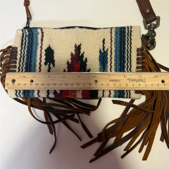 Boho Fringe Clutch with Tribal Pattern - Picture 3 of 5